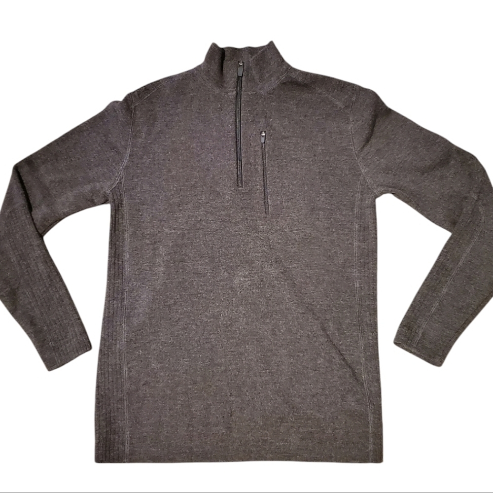 SKYR Sweater Merino Wool Gray Quarter Zip Gorpcore Thick Skiing Hiking Outdoors